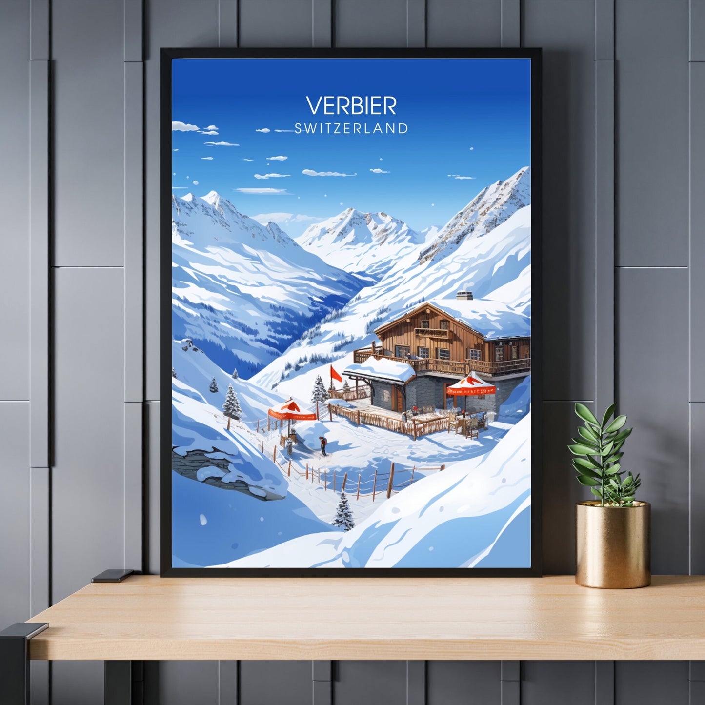 Affiche Verbier, Suisse | impression Verbier | Affiche de voyage Verbier | Explorez la majesté des Alpes suisses