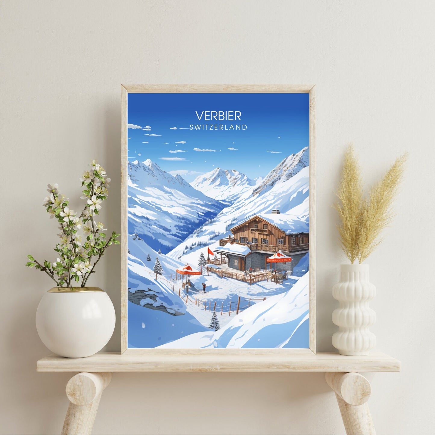 Affiche Verbier, Suisse | impression Verbier | Affiche de voyage Verbier | Explorez la majesté des Alpes suisses