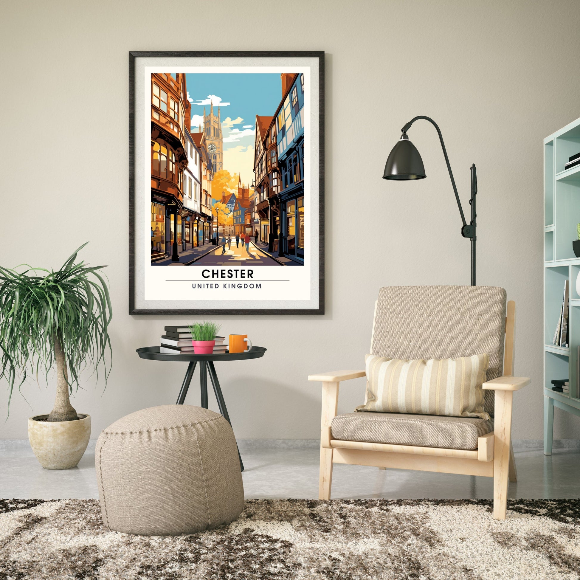 Affiche Chester- Impression de voyage Chester - Impression Paysage Urbain Artistique - Collection Souvenirs du Royaume-Uni