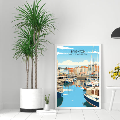 Affiche Brighton- Impression de voyage Brighton - Impression Paysage Urbain Artistique - Collection Souvenirs du Royaume-Uni