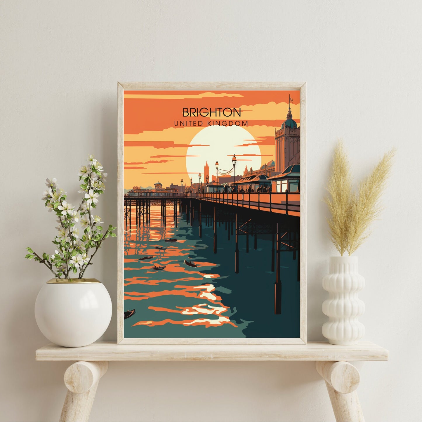 Affiche Brighton- Impression de voyage Brighton - Impression Paysage Urbain Artistique - Collection Souvenirs du Royaume-Uni