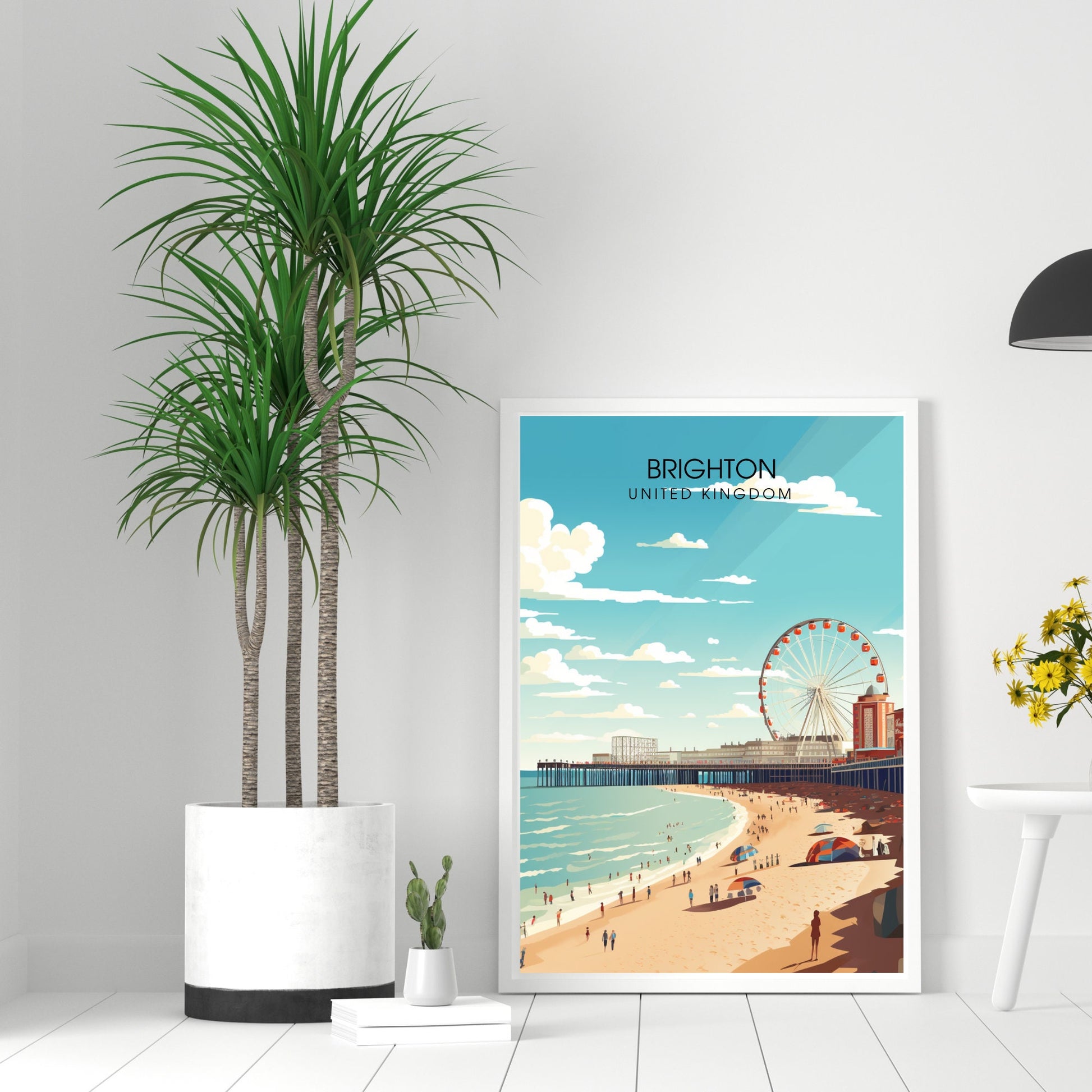 Affiche Brighton- Impression de voyage Brighton - Impression Paysage Urbain Artistique - Collection Souvenirs du Royaume-Uni