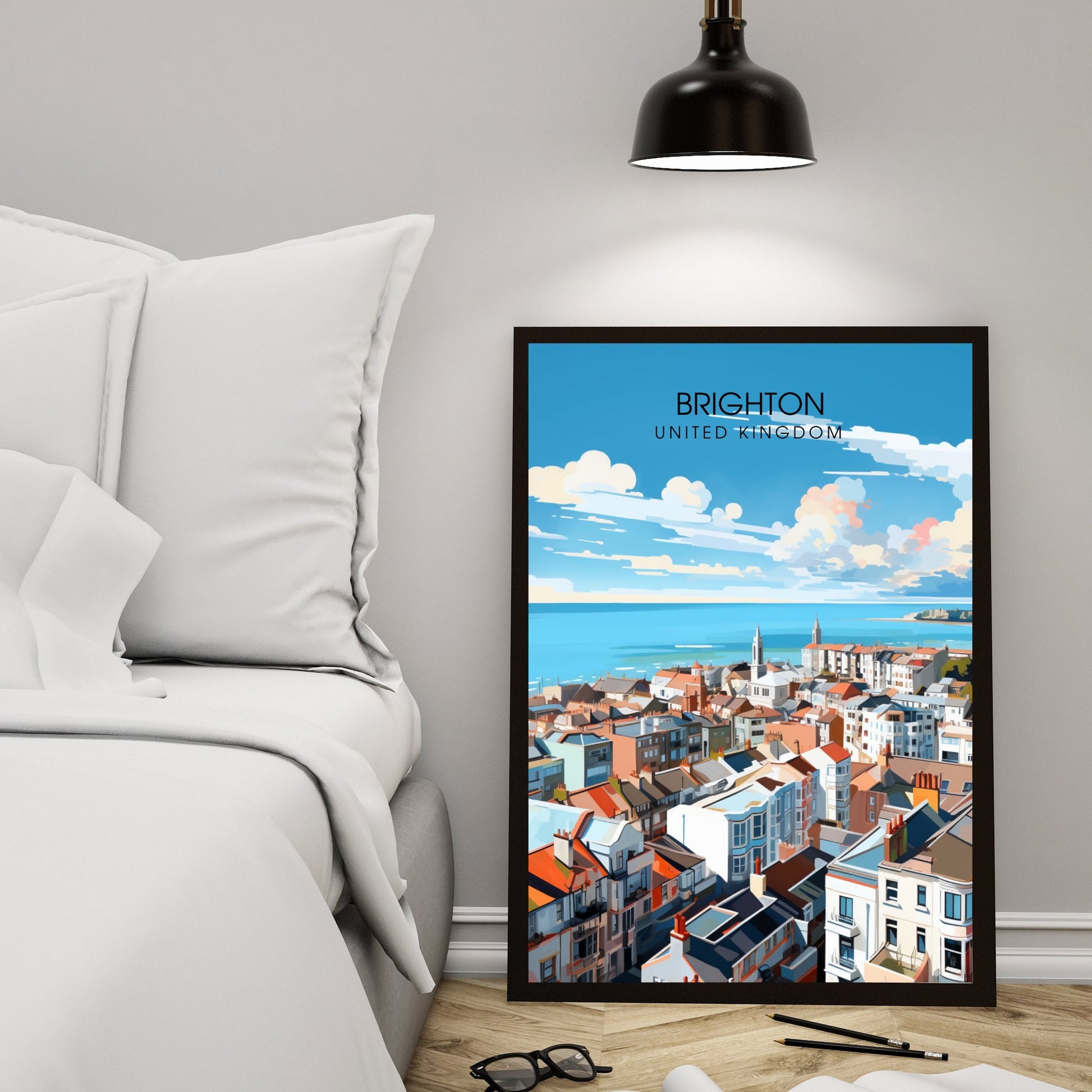 Affiche Brighton- Impression de voyage Brighton - Impression Paysage Urbain Artistique - Collection Souvenirs du Royaume-Uni