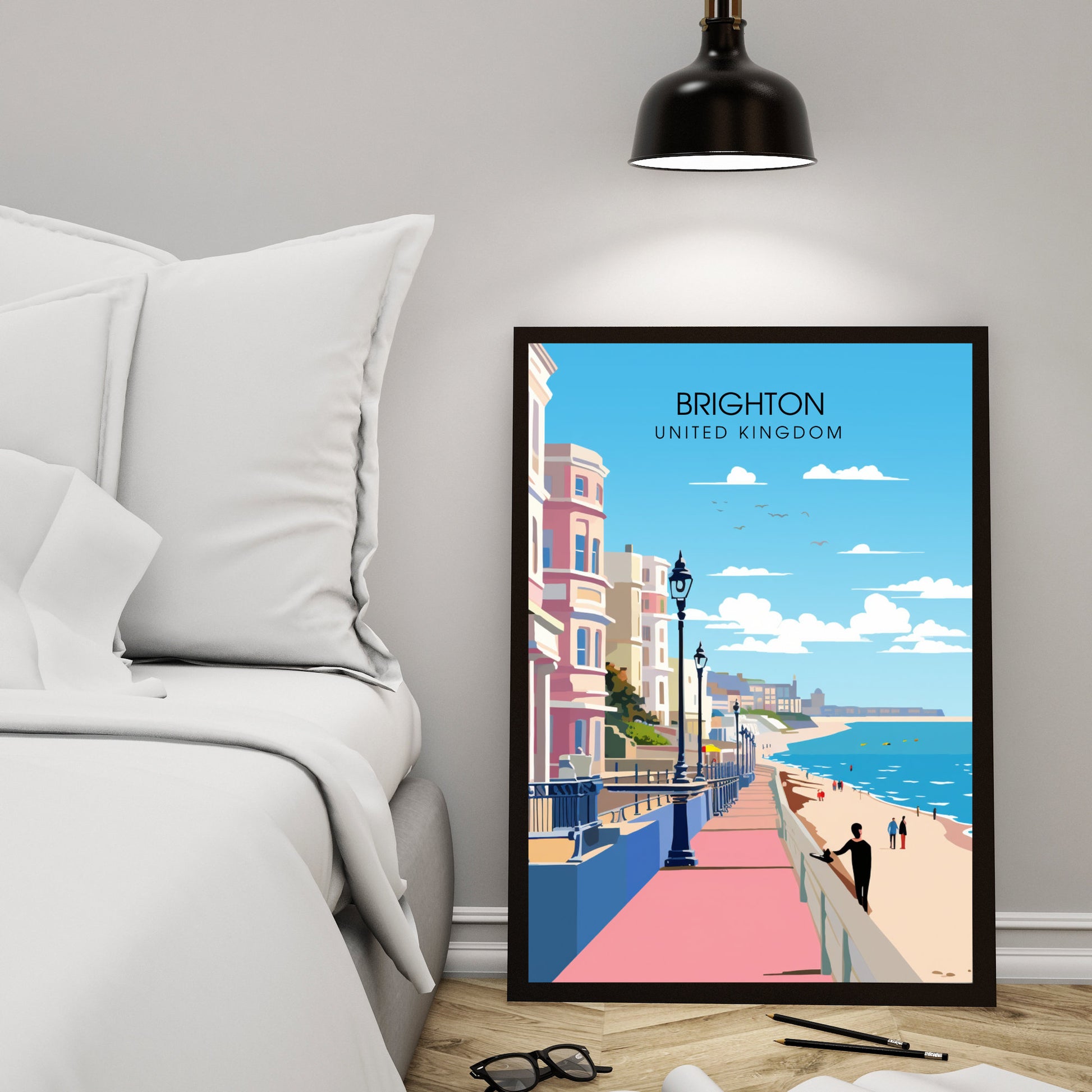 Affiche Brighton- Impression de voyage Brighton - Impression Paysage Urbain Artistique - Collection Souvenirs du Royaume-Uni