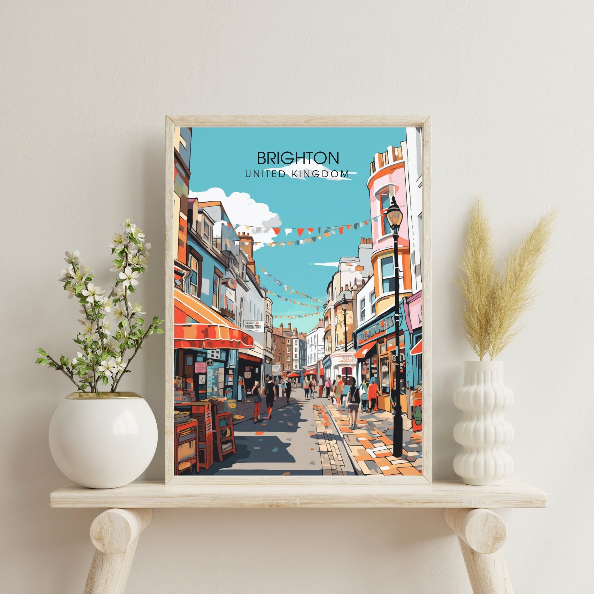 Affiche Brighton- Impression de voyage Brighton - Impression Paysage Urbain Artistique - Collection Souvenirs du Royaume-Uni