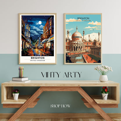 Affiche Brighton- Impression de voyage Brighton - Impression Paysage Urbain Artistique - Collection Souvenirs du Royaume-Uni