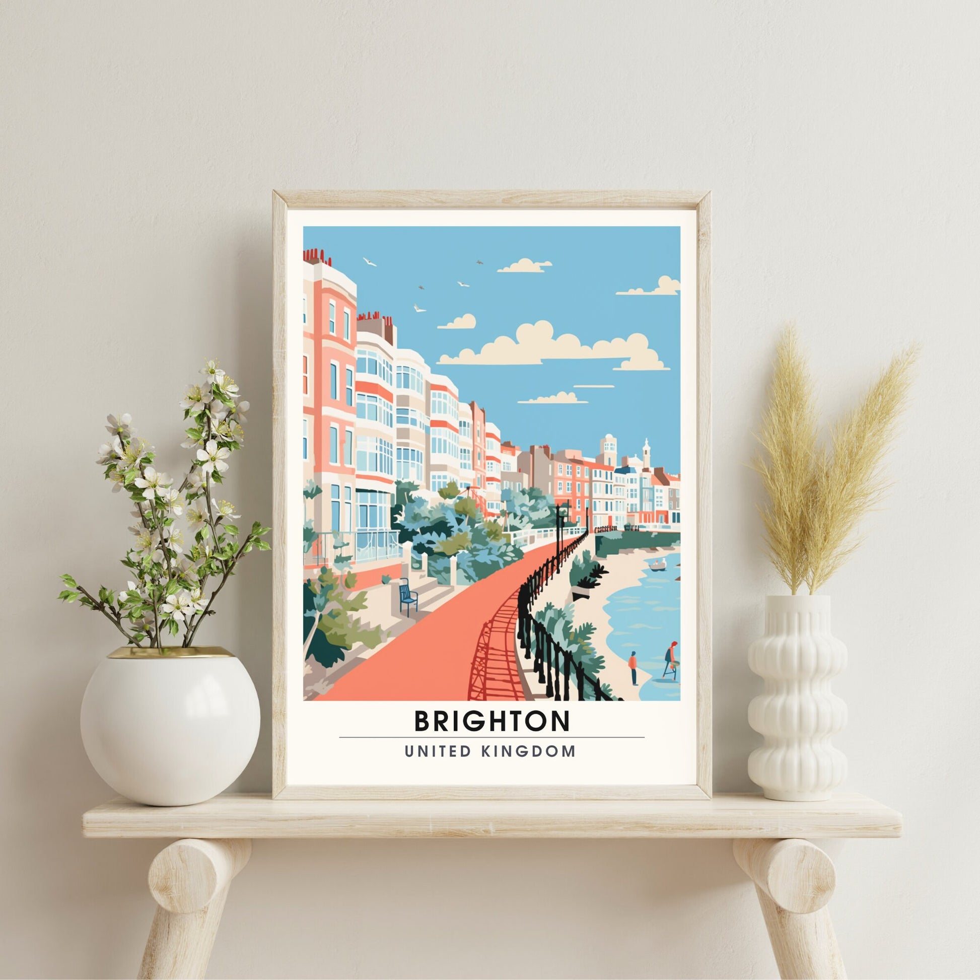 Affiche Brighton- Impression de voyage Brighton - Impression Paysage Urbain Artistique - Collection Souvenirs du Royaume-Uni