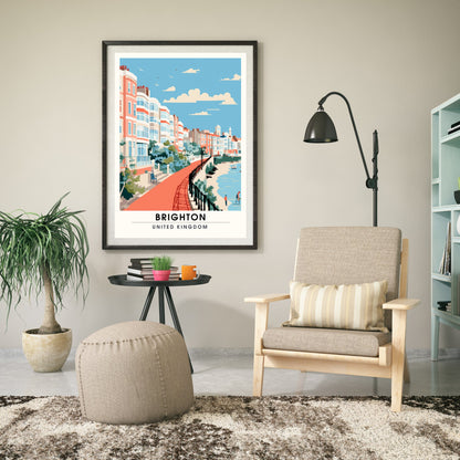 Affiche Brighton- Impression de voyage Brighton - Impression Paysage Urbain Artistique - Collection Souvenirs du Royaume-Uni