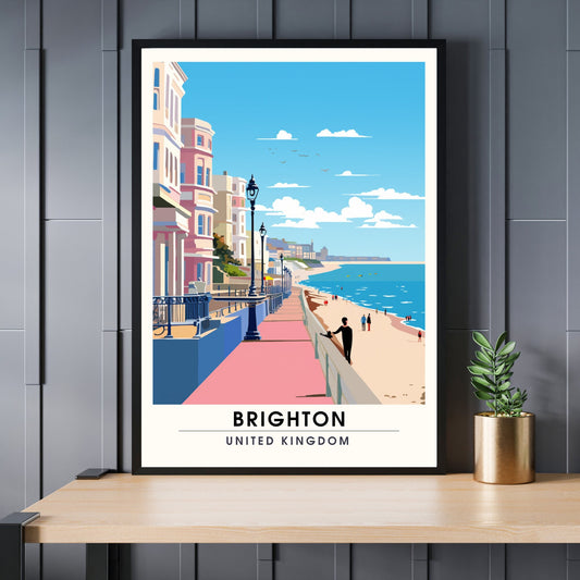 Affiche Brighton- Impression de voyage Brighton - Impression Paysage Urbain Artistique - Collection Souvenirs du Royaume-Uni