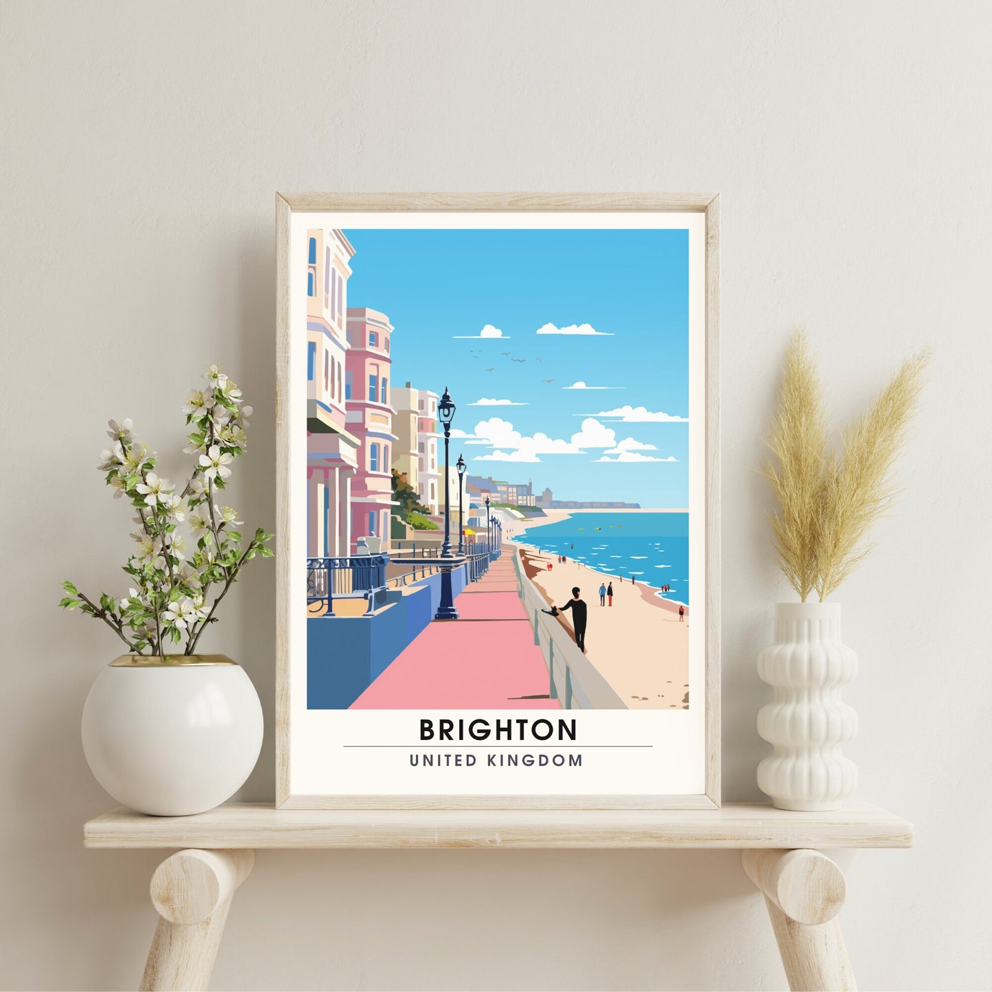 Affiche Brighton- Impression de voyage Brighton - Impression Paysage Urbain Artistique - Collection Souvenirs du Royaume-Uni