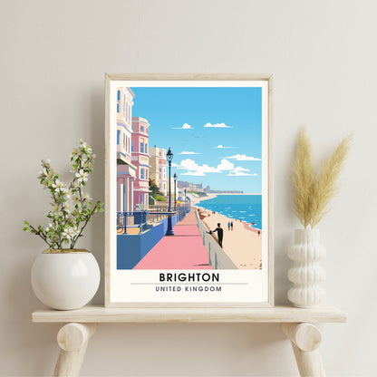 Affiche Brighton- Impression de voyage Brighton - Impression Paysage Urbain Artistique - Collection Souvenirs du Royaume-Uni