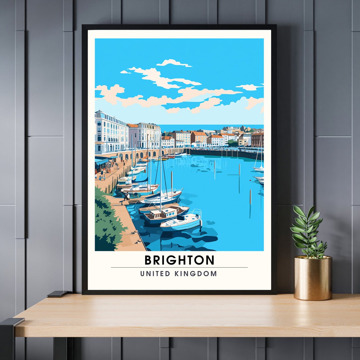 Affiche Brighton- Impression de voyage Brighton - Impression Paysage Urbain Artistique - Collection Souvenirs du Royaume-Uni