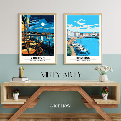 Affiche Brighton- Impression de voyage Brighton - Impression Paysage Urbain Artistique - Collection Souvenirs du Royaume-Uni