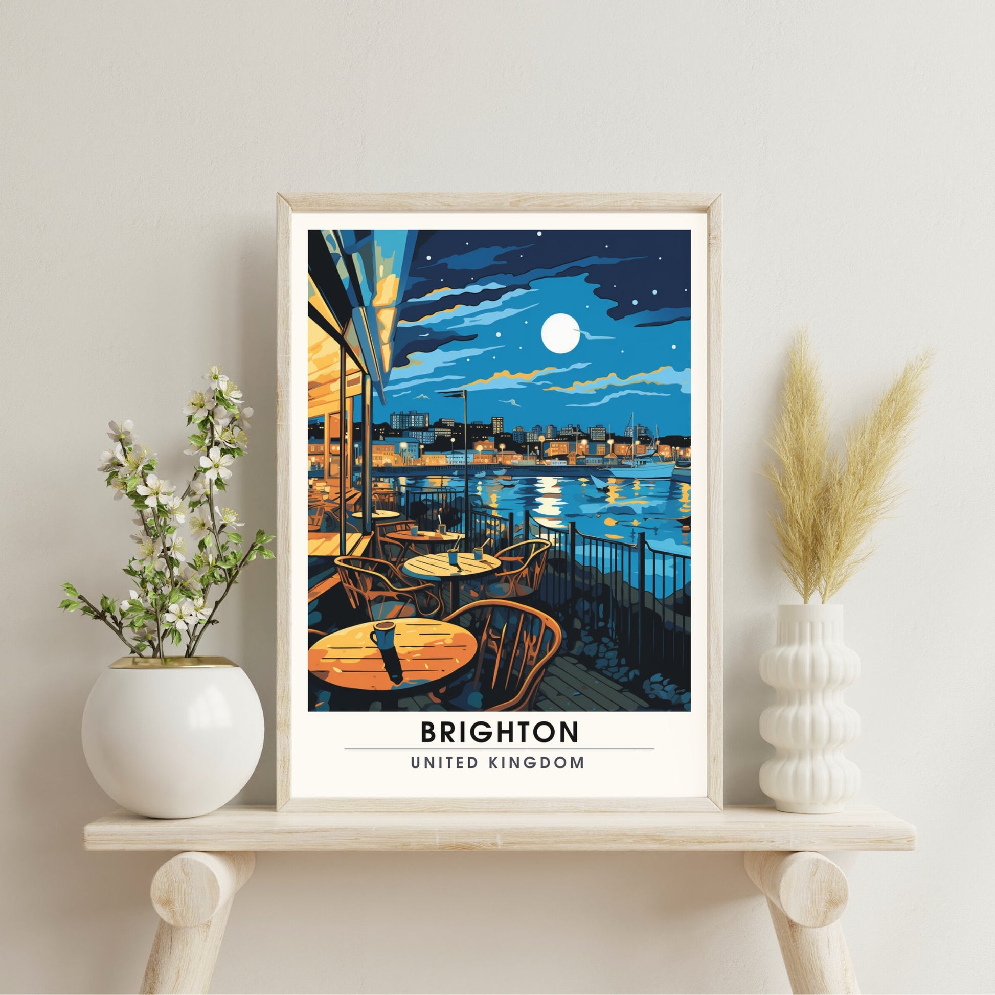 Affiche Brighton- Impression de voyage Brighton - Impression Paysage Urbain Artistique - Collection Souvenirs du Royaume-Uni