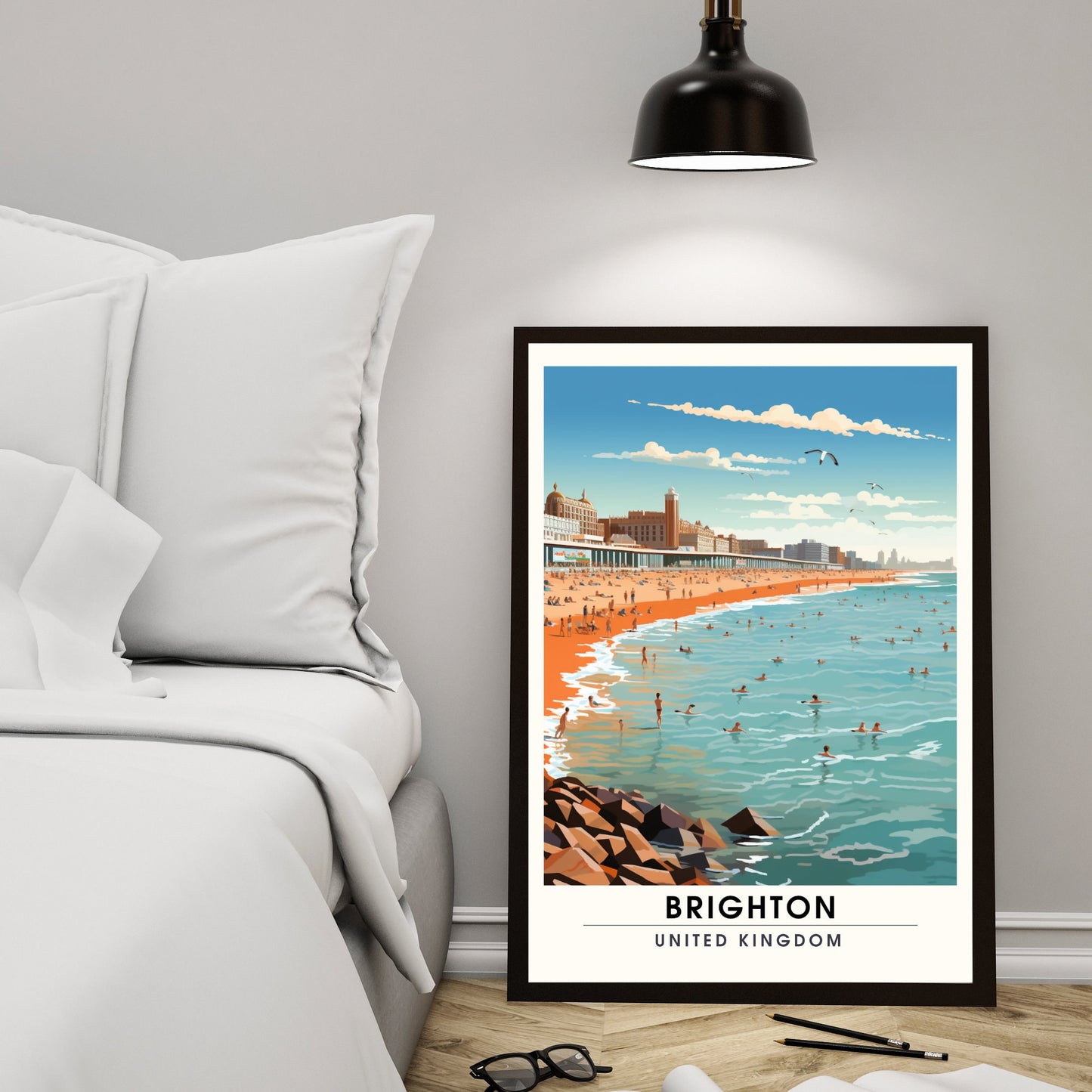 Affiche Brighton- Impression de voyage Brighton - Impression Paysage Urbain Artistique - Collection Souvenirs du Royaume-Uni