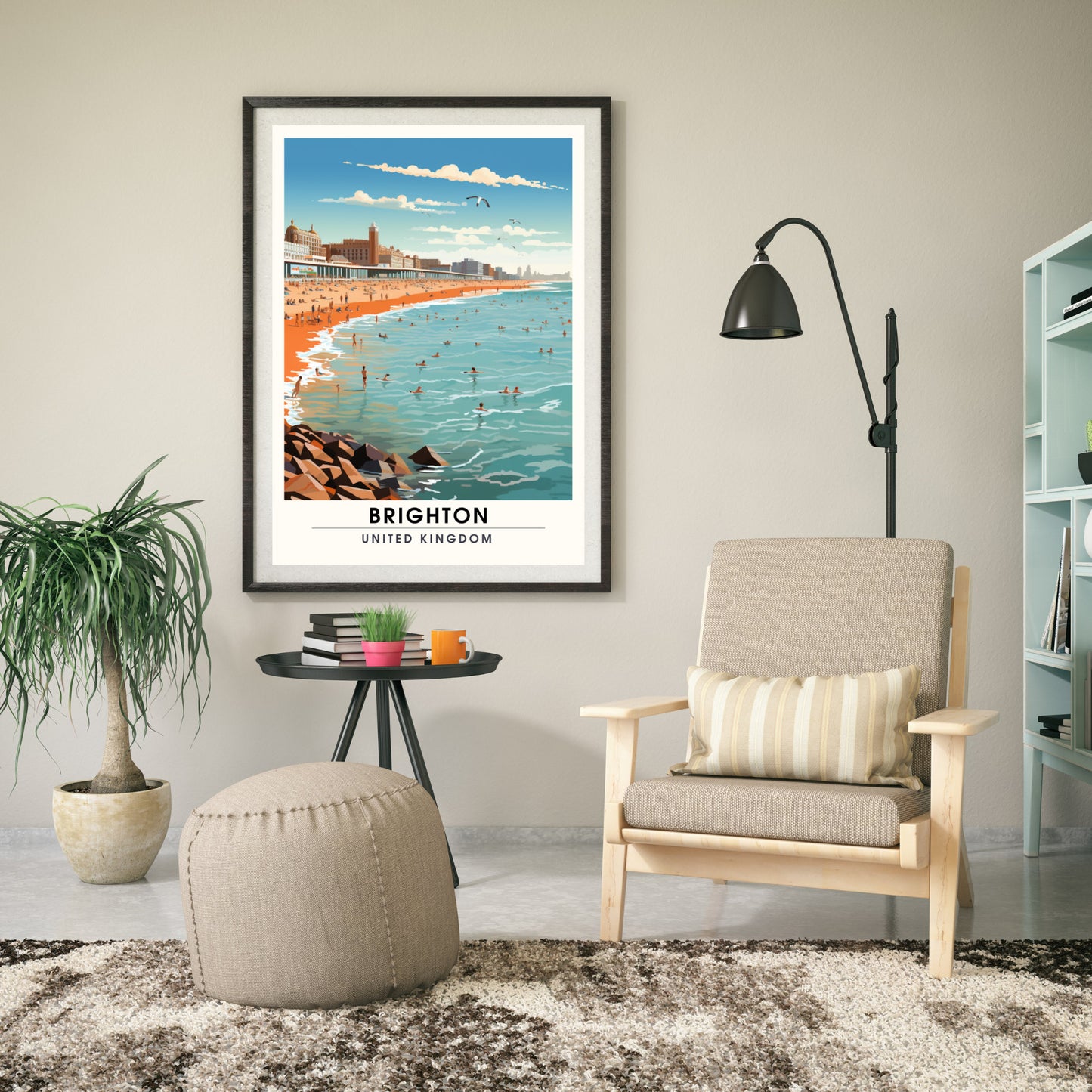 Affiche Brighton- Impression de voyage Brighton - Impression Paysage Urbain Artistique - Collection Souvenirs du Royaume-Uni