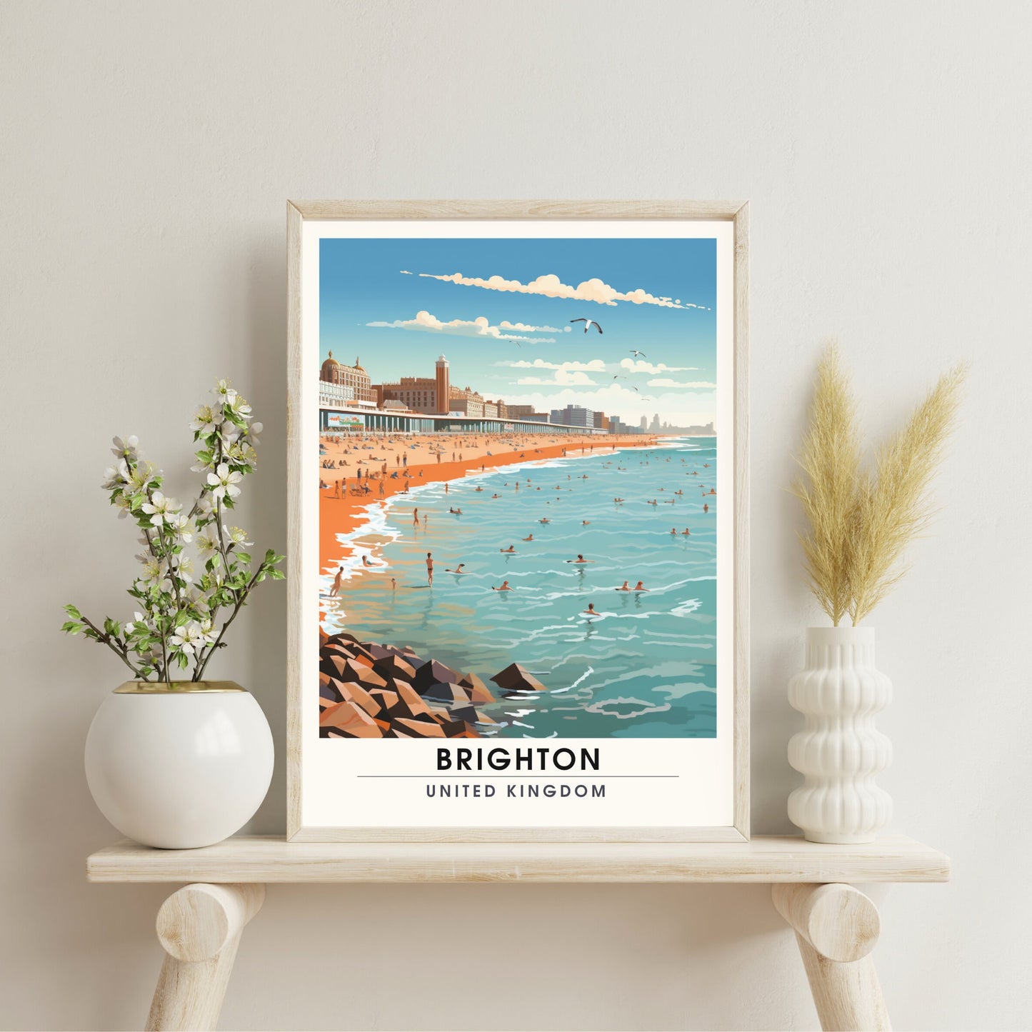 Affiche Brighton- Impression de voyage Brighton - Impression Paysage Urbain Artistique - Collection Souvenirs du Royaume-Uni