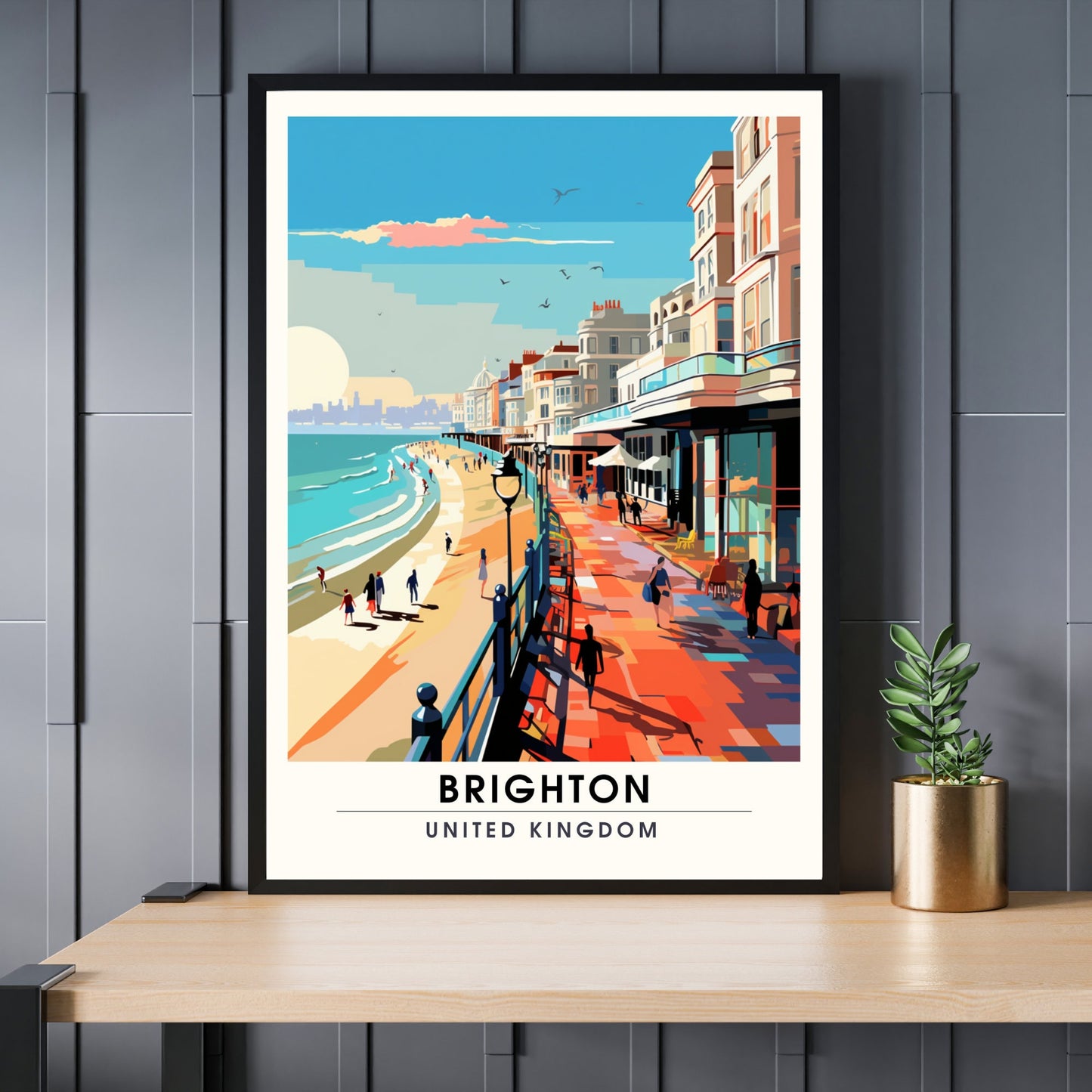 Affiche Brighton- Impression de voyage Brighton - Impression Paysage Urbain Artistique - Collection Souvenirs du Royaume-Uni