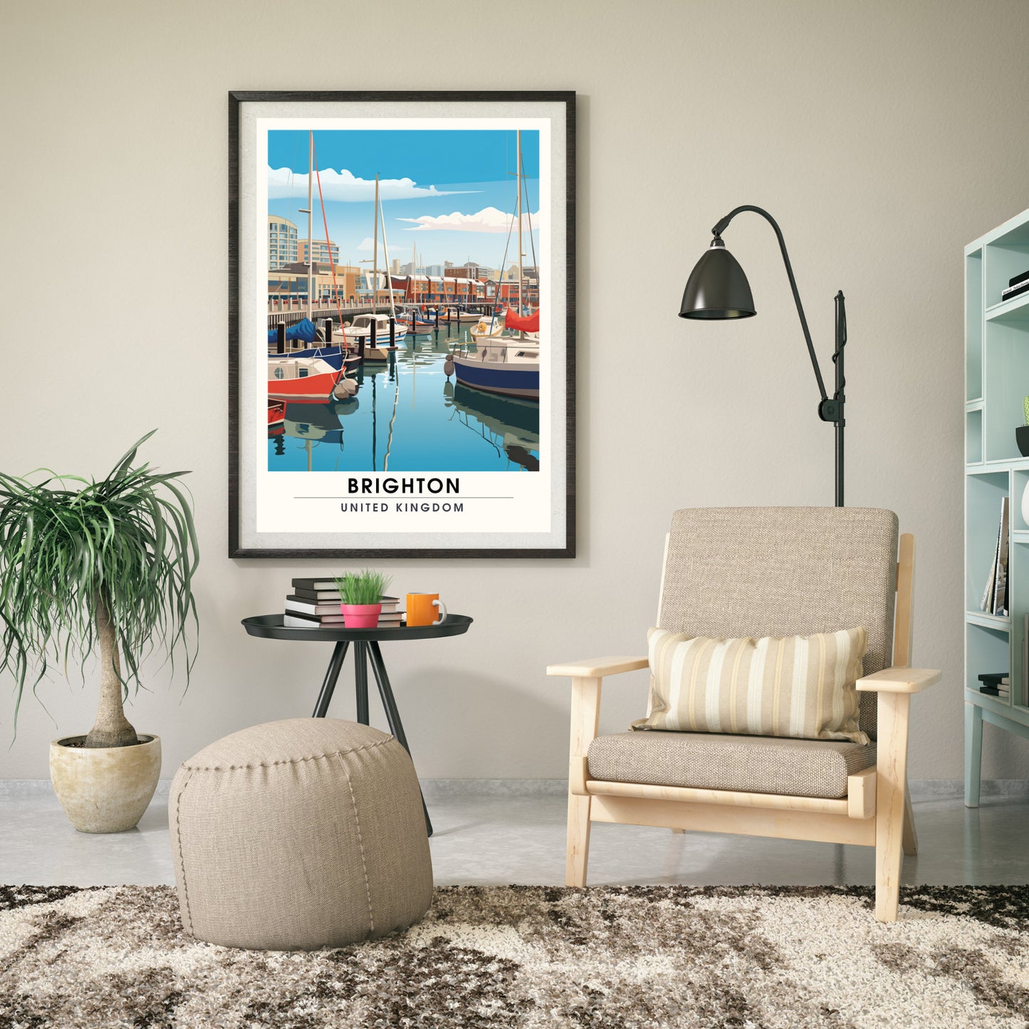 Affiche Brighton- Impression de voyage Brighton - Impression Paysage Urbain Artistique - Collection Souvenirs du Royaume-Uni