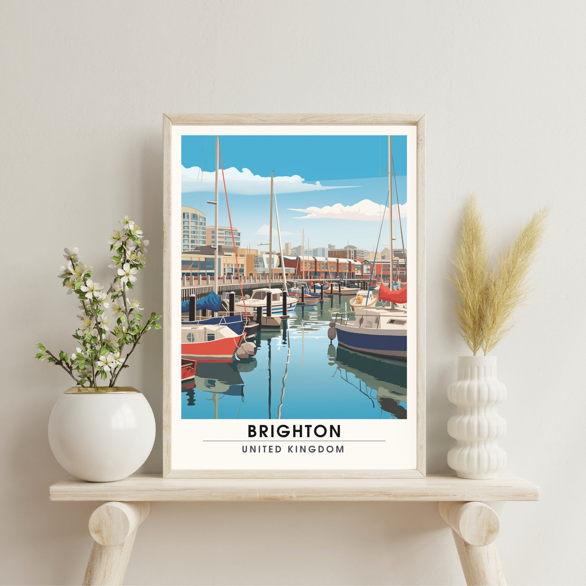 Affiche Brighton- Impression de voyage Brighton - Impression Paysage Urbain Artistique - Collection Souvenirs du Royaume-Uni