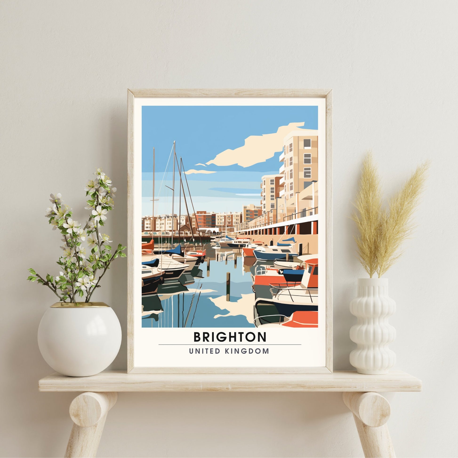 Affiche Brighton- Impression de voyage Brighton - Impression Paysage Urbain Artistique - Collection Souvenirs du Royaume-Uni