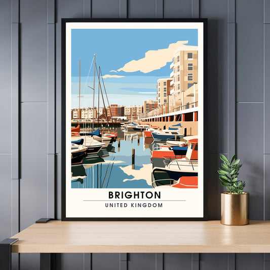 Affiche Brighton- Impression de voyage Brighton - Impression Paysage Urbain Artistique - Collection Souvenirs du Royaume-Uni