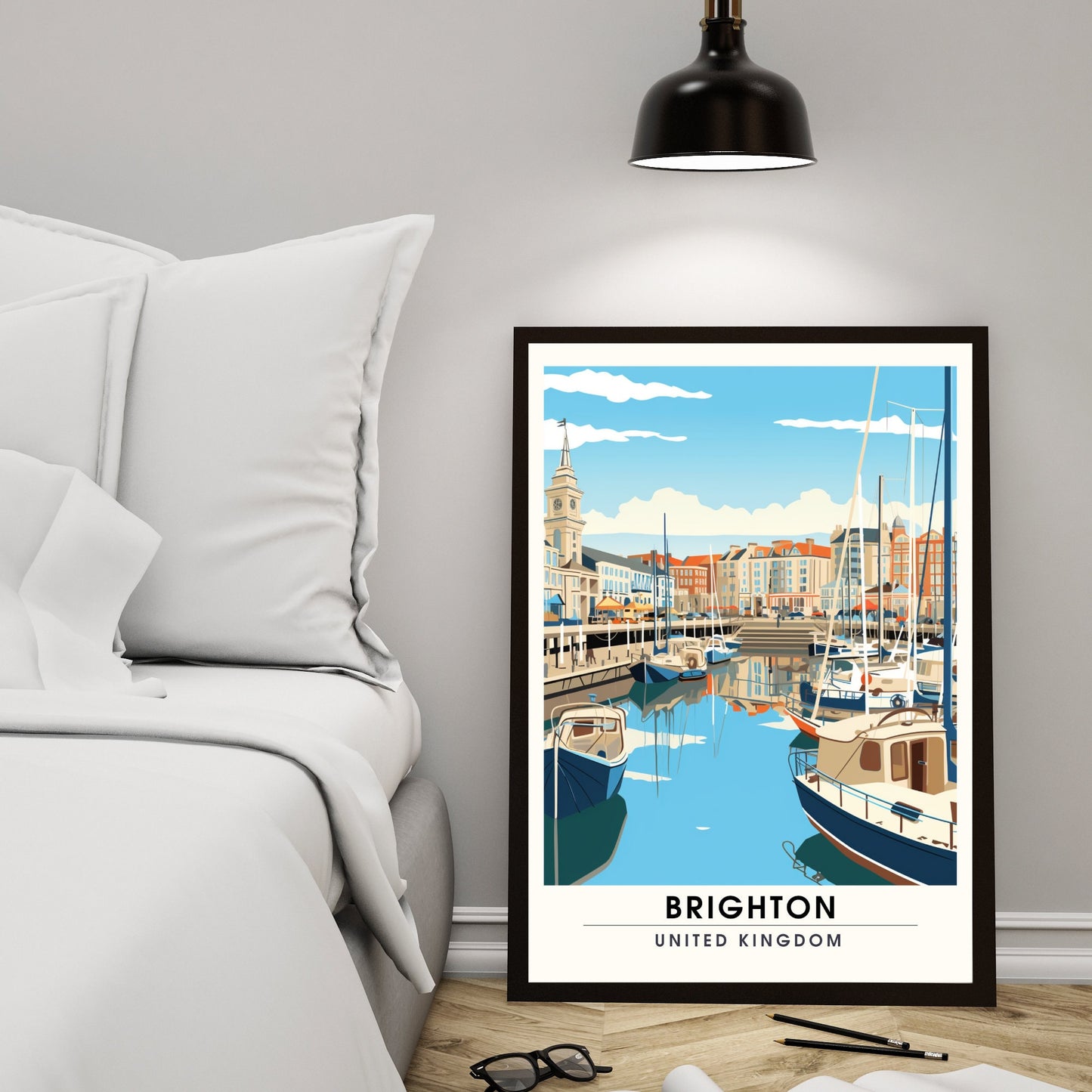 Affiche Brighton- Impression de voyage Brighton - Impression Paysage Urbain Artistique - Collection Souvenirs du Royaume-Uni