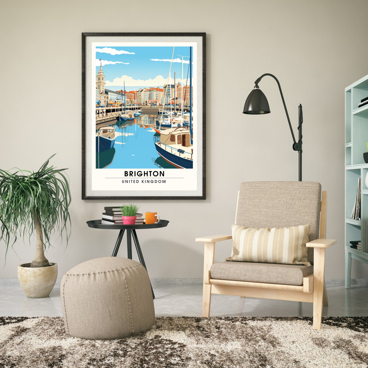 Affiche Brighton- Impression de voyage Brighton - Impression Paysage Urbain Artistique - Collection Souvenirs du Royaume-Uni