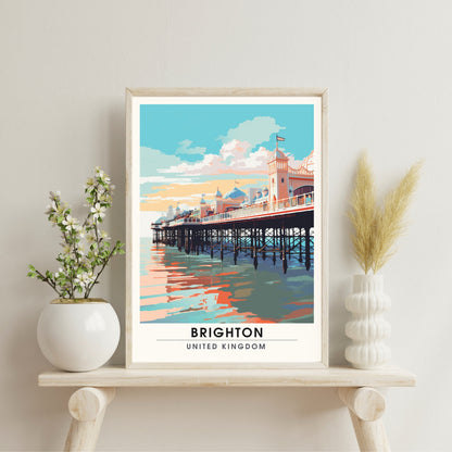 Affiche Brighton- Impression de voyage Brighton - Impression Paysage Urbain Artistique - Collection Souvenirs du Royaume-Uni