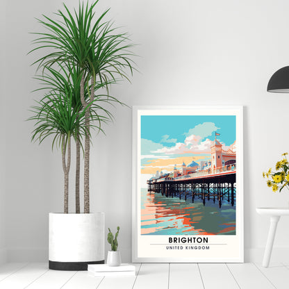 Affiche Brighton- Impression de voyage Brighton - Impression Paysage Urbain Artistique - Collection Souvenirs du Royaume-Uni