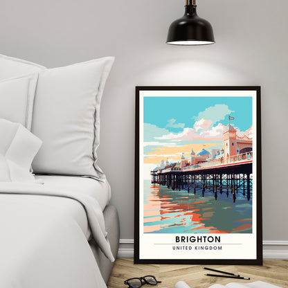 Affiche Brighton- Impression de voyage Brighton - Impression Paysage Urbain Artistique - Collection Souvenirs du Royaume-Uni