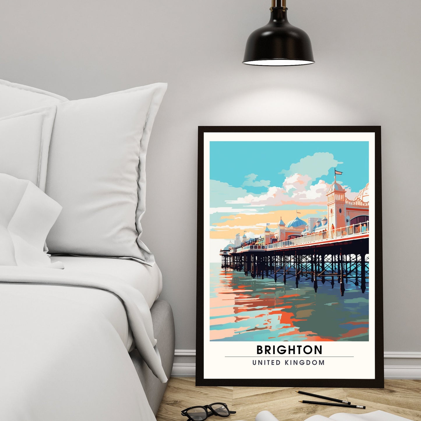 Affiche Brighton- Impression de voyage Brighton - Impression Paysage Urbain Artistique - Collection Souvenirs du Royaume-Uni