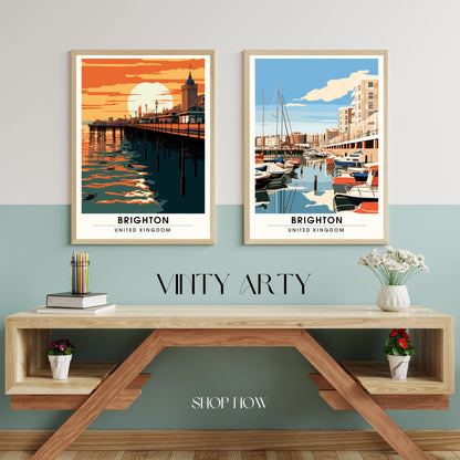 Affiche Brighton- Impression de voyage Brighton - Impression Paysage Urbain Artistique - Collection Souvenirs du Royaume-Uni