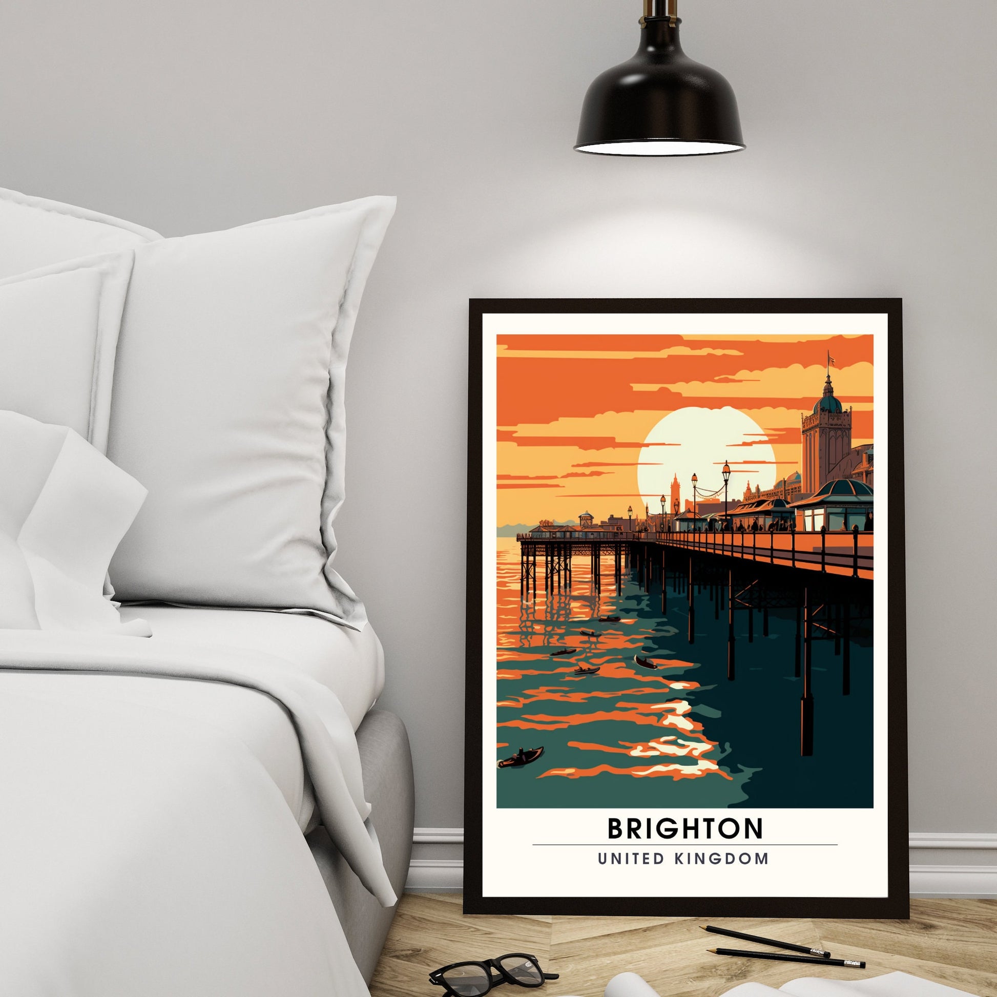 Affiche Brighton- Impression de voyage Brighton - Impression Paysage Urbain Artistique - Collection Souvenirs du Royaume-Uni