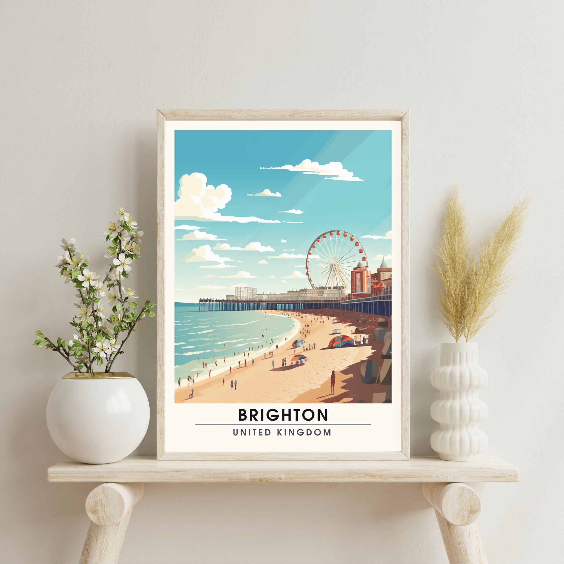 Affiche Brighton- Impression de voyage Brighton - Impression Paysage Urbain Artistique - Collection Souvenirs du Royaume-Uni