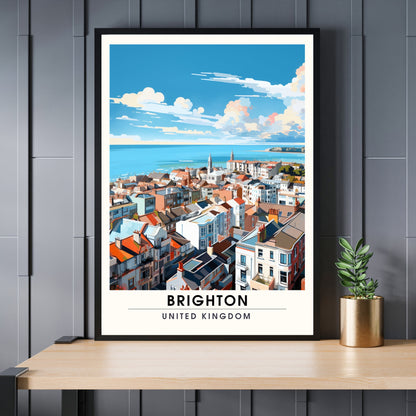 Affiche Brighton- Impression de voyage Brighton - Impression Paysage Urbain Artistique - Collection Souvenirs du Royaume-Uni