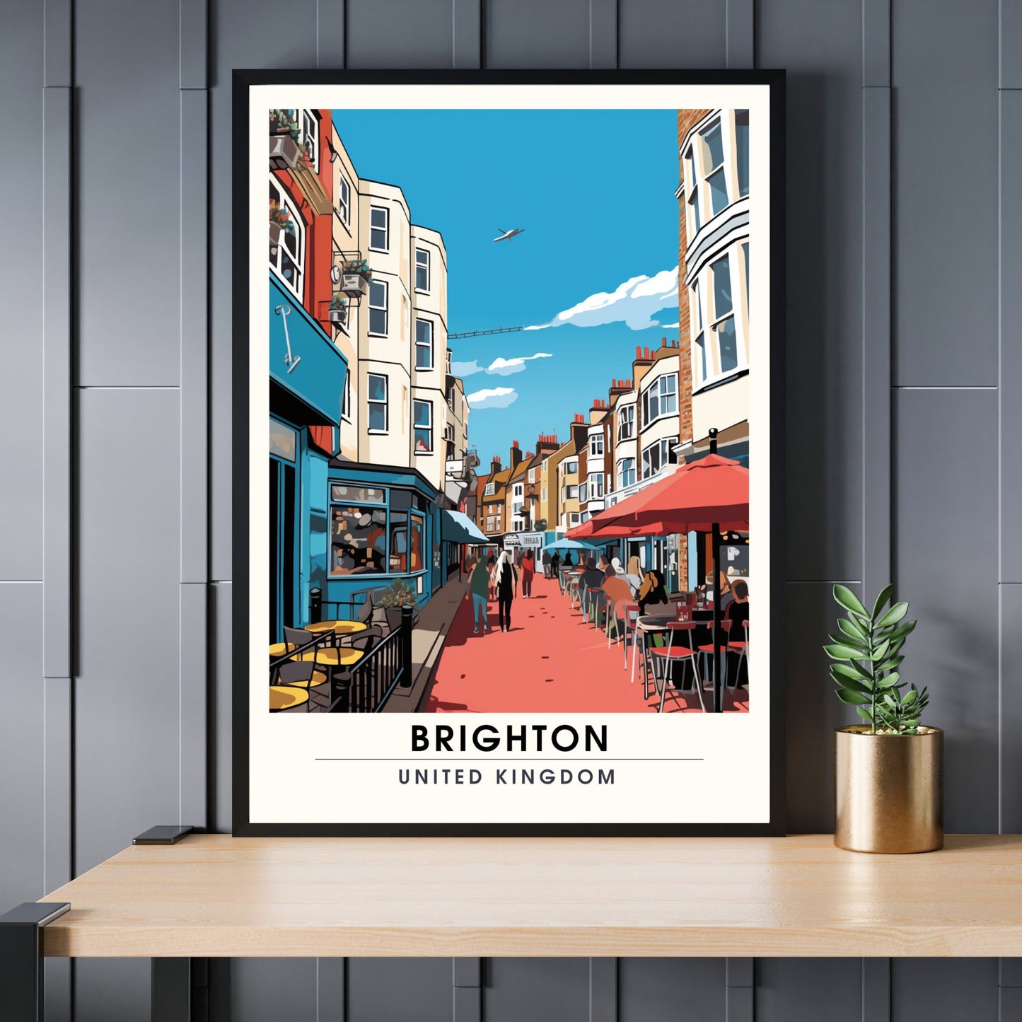 Affiche Brighton- Impression de voyage Brighton - Impression Paysage Urbain Artistique - Collection Souvenirs du Royaume-Uni