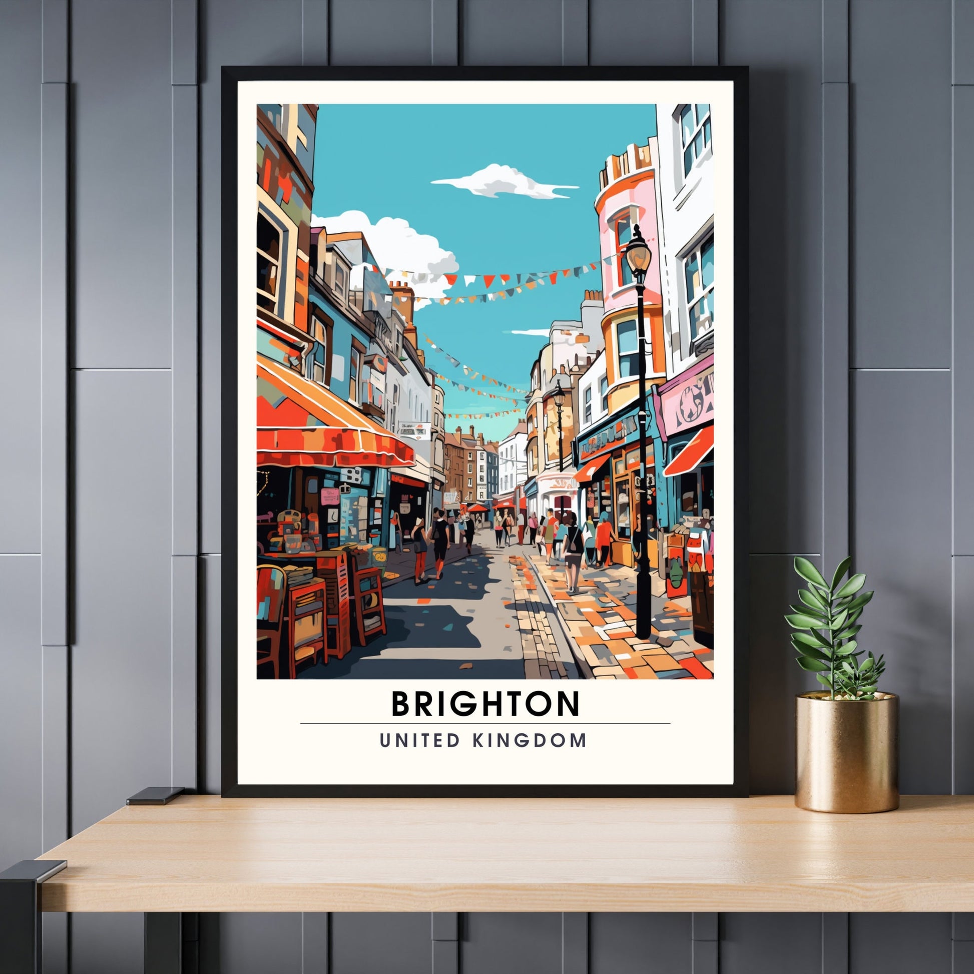 Affiche Brighton- Impression de voyage Brighton - Impression Paysage Urbain Artistique - Collection Souvenirs du Royaume-Uni