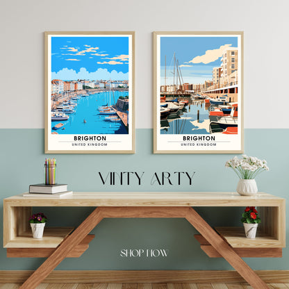 Affiche Brighton- Impression de voyage Brighton - Impression Paysage Urbain Artistique - Collection Souvenirs du Royaume-Uni