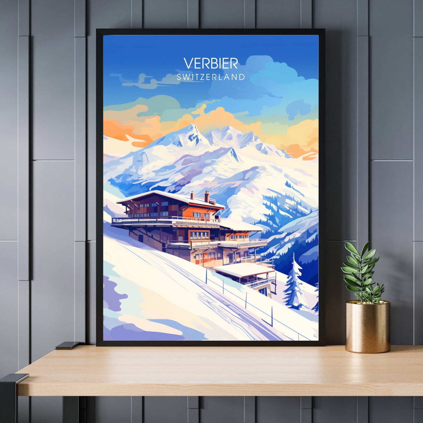 Affiche Verbier, Suisse | impression Verbier | Plongez dans la beauté des Alpes suisses