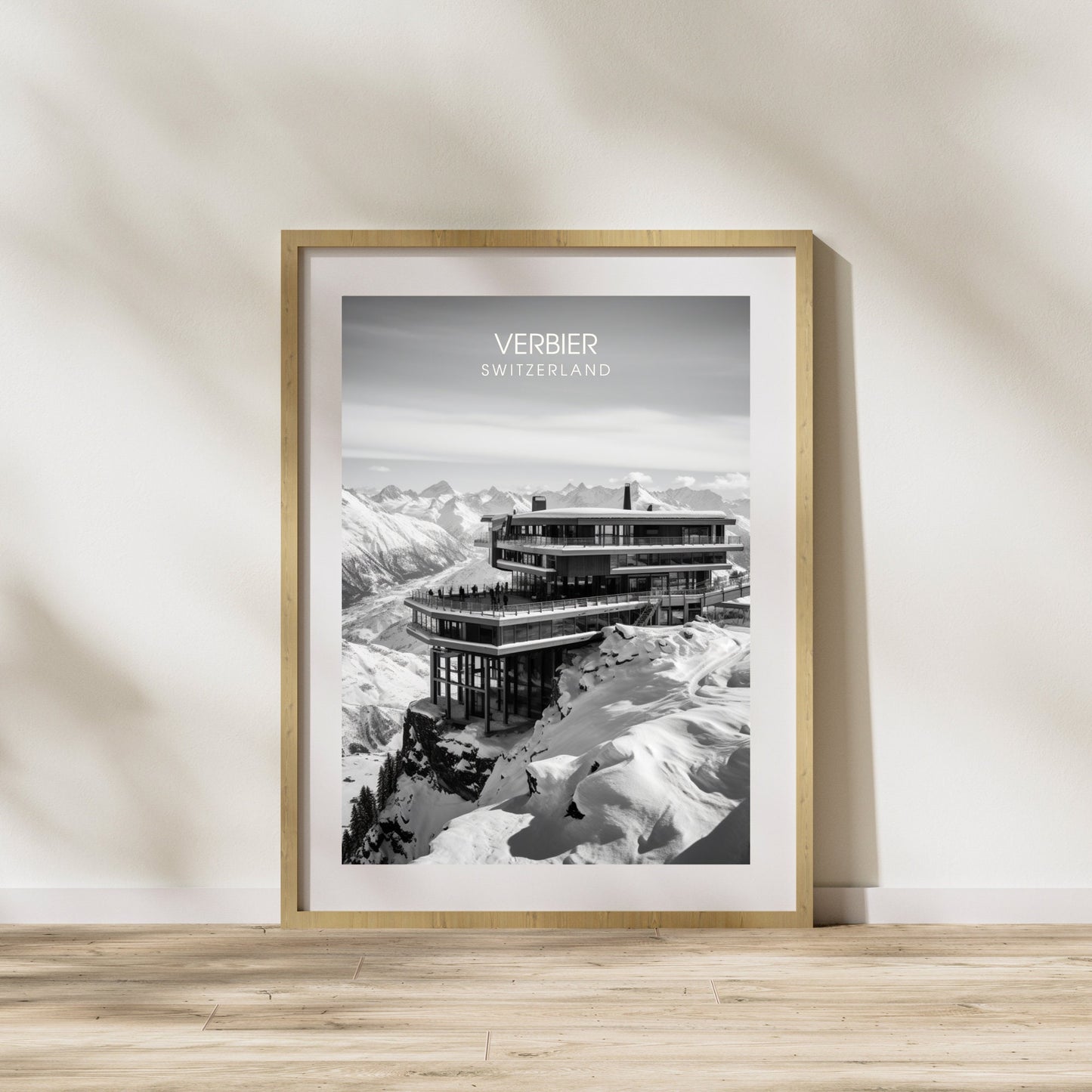 Affiche Verbier, Suisse | impression Verbier | Noir et blanc