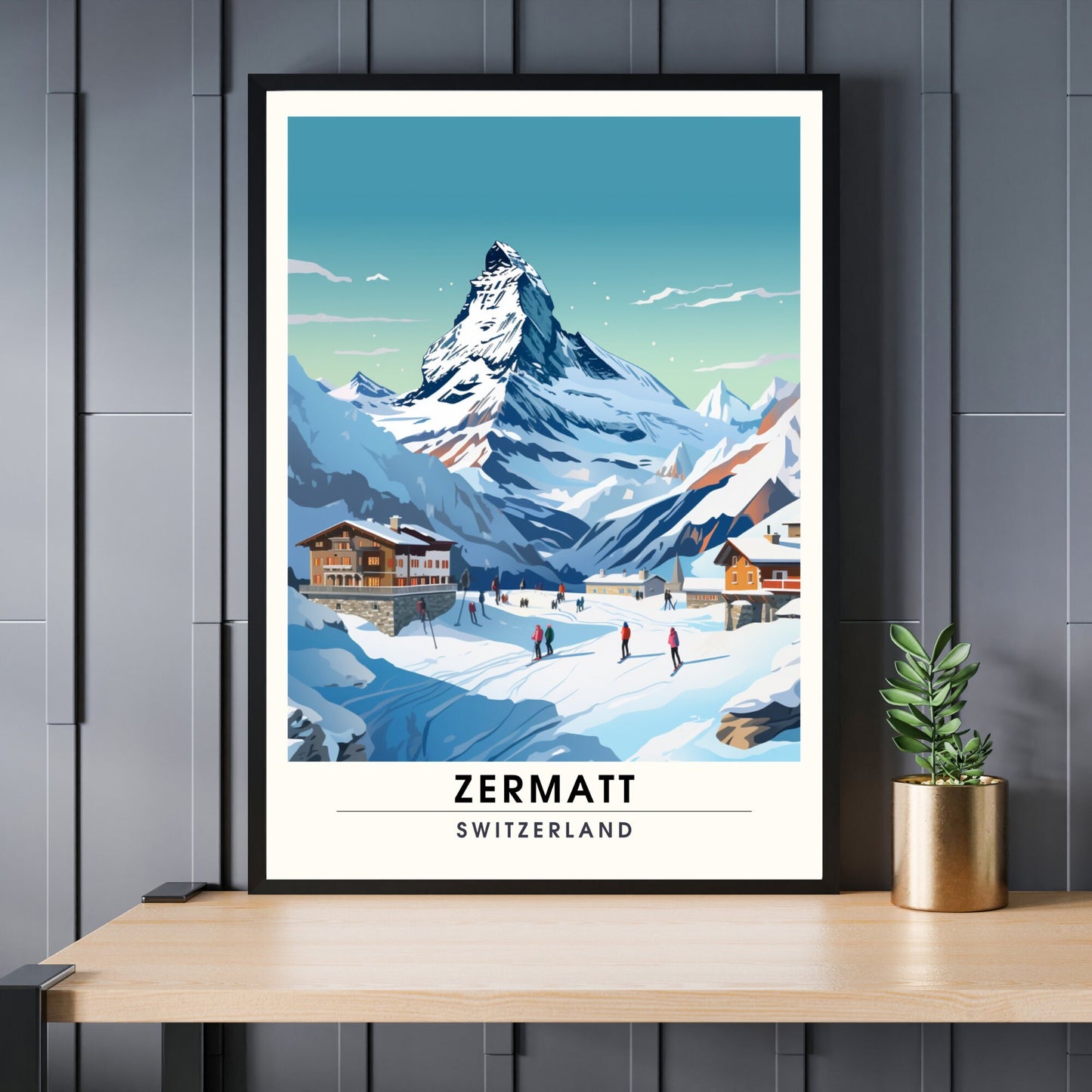 Affiche Zermatt, Suisse | impression Zermatt | Affiche Ski