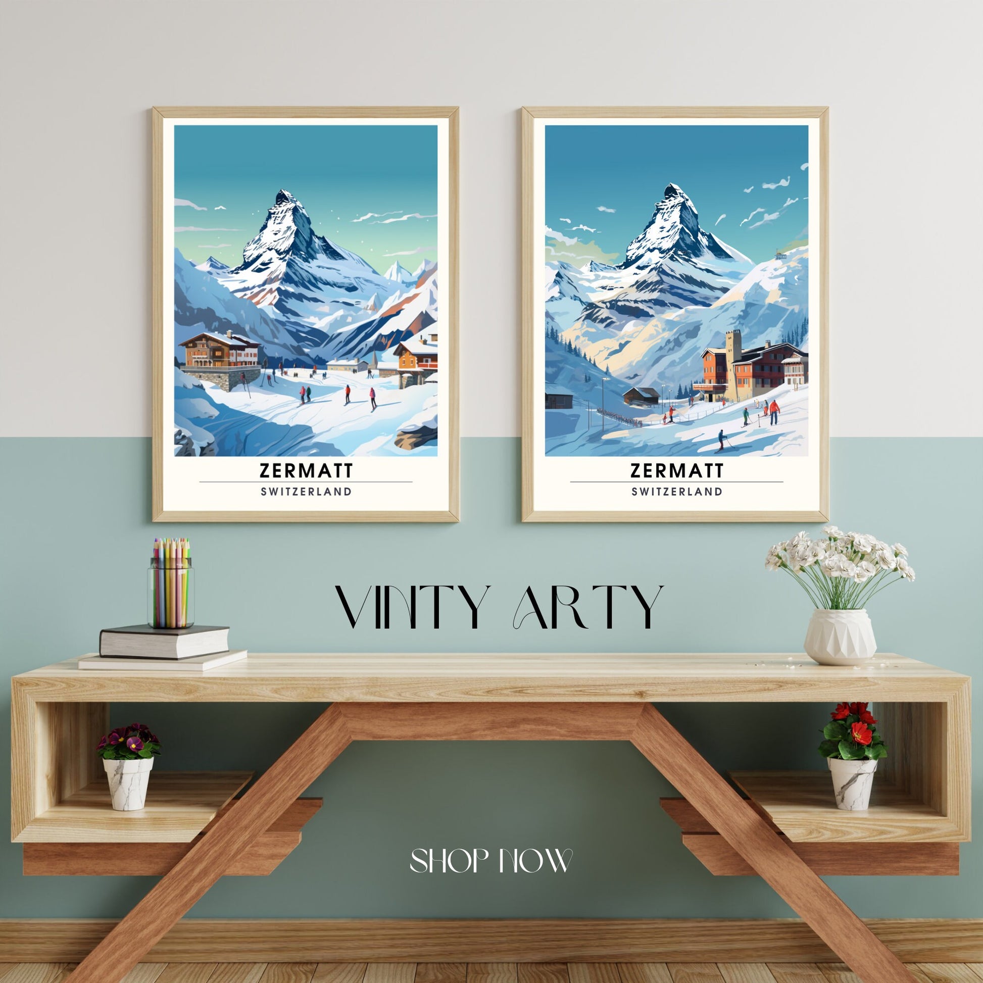 Affiche Zermatt, Suisse | impression Zermatt | Affiche Ski