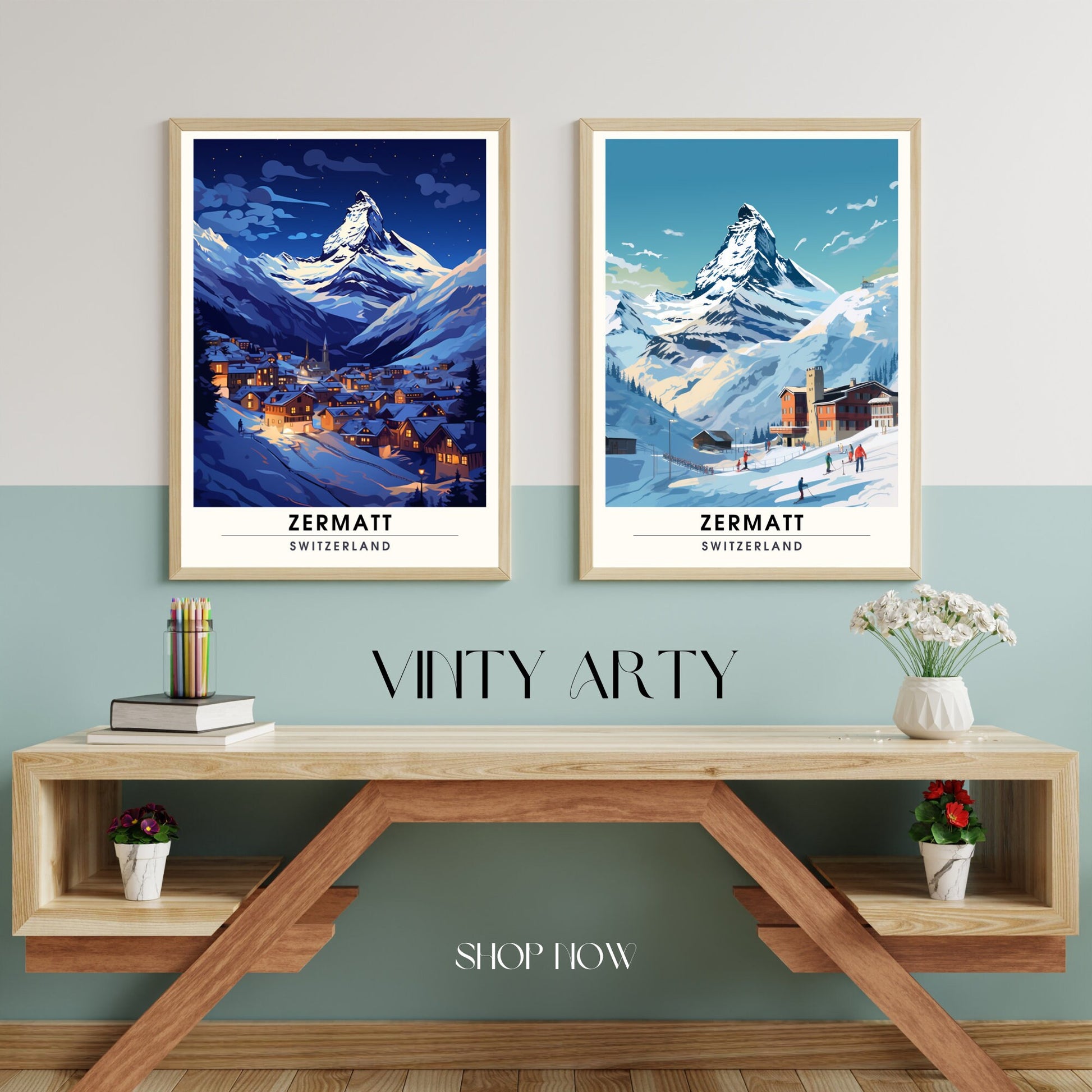 Affiche Zermatt, Suisse | impression Zermatt | Voyage nocturne Zermatt