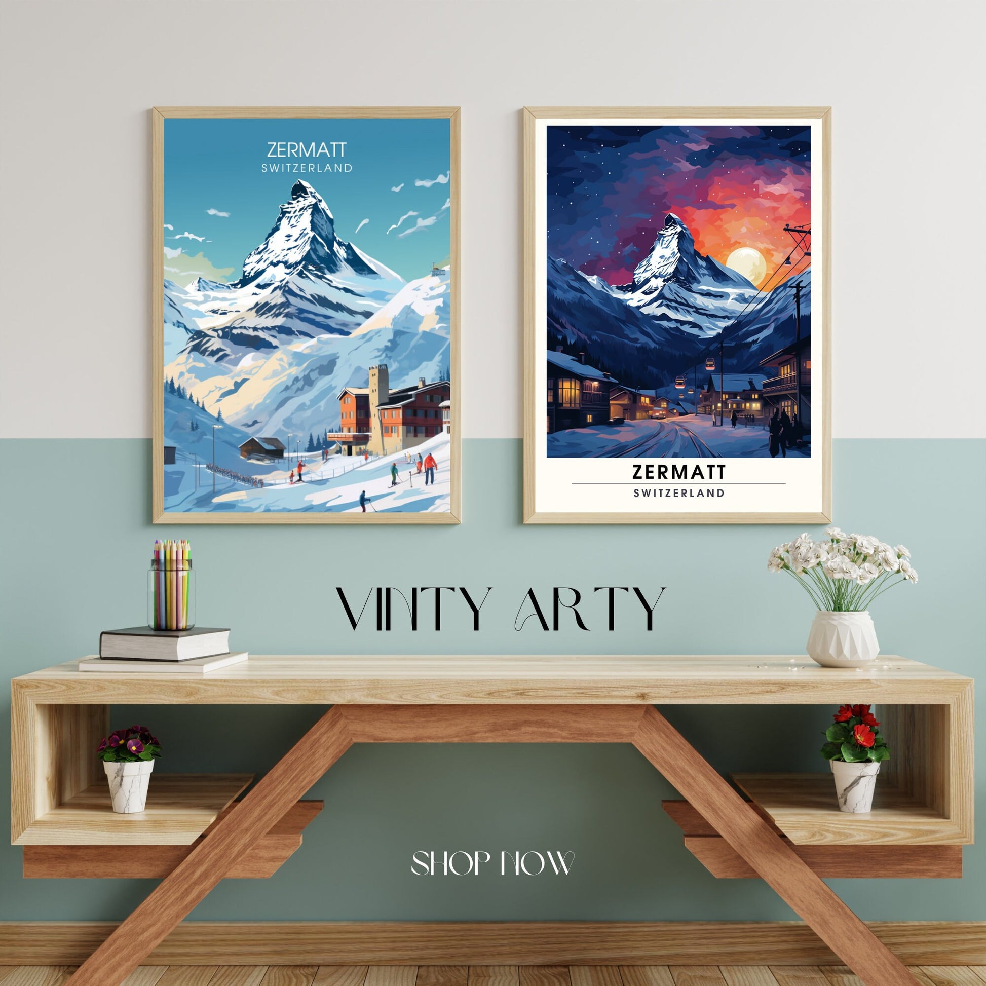 Affiche Zermatt, Suisse | impression Zermatt | affiche Voyage ski