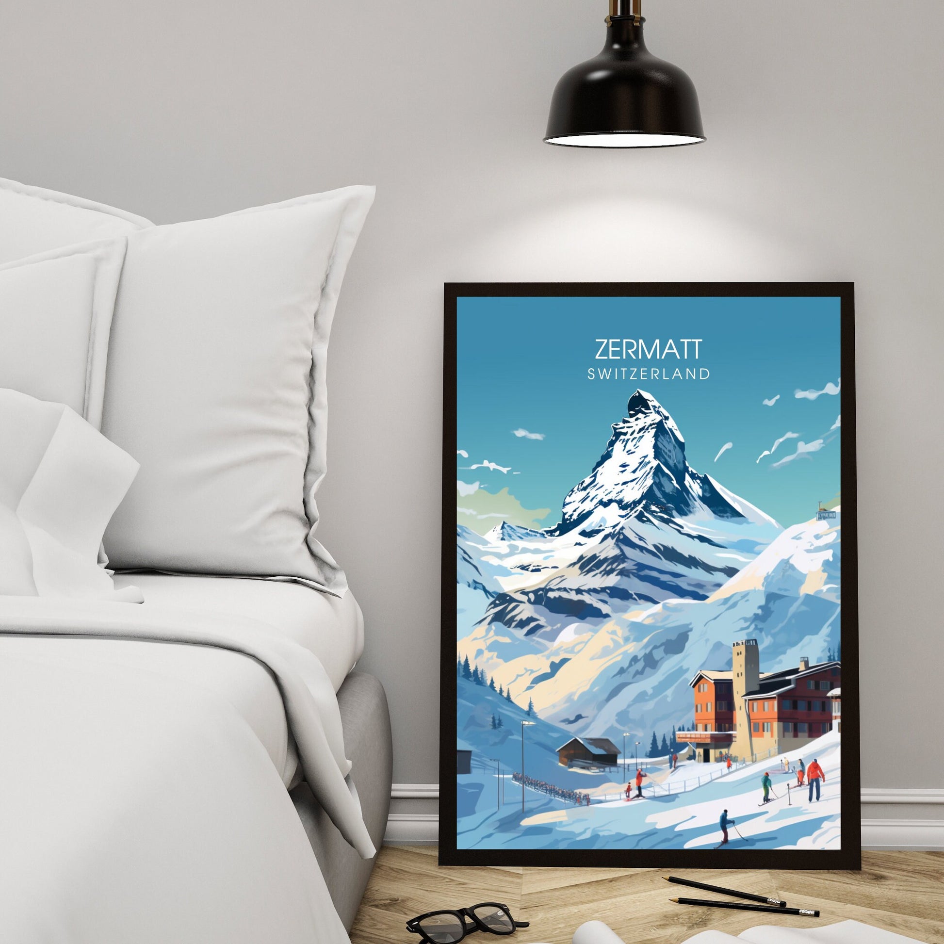 Affiche Zermatt, Suisse | impression Zermatt | affiche Voyage ski