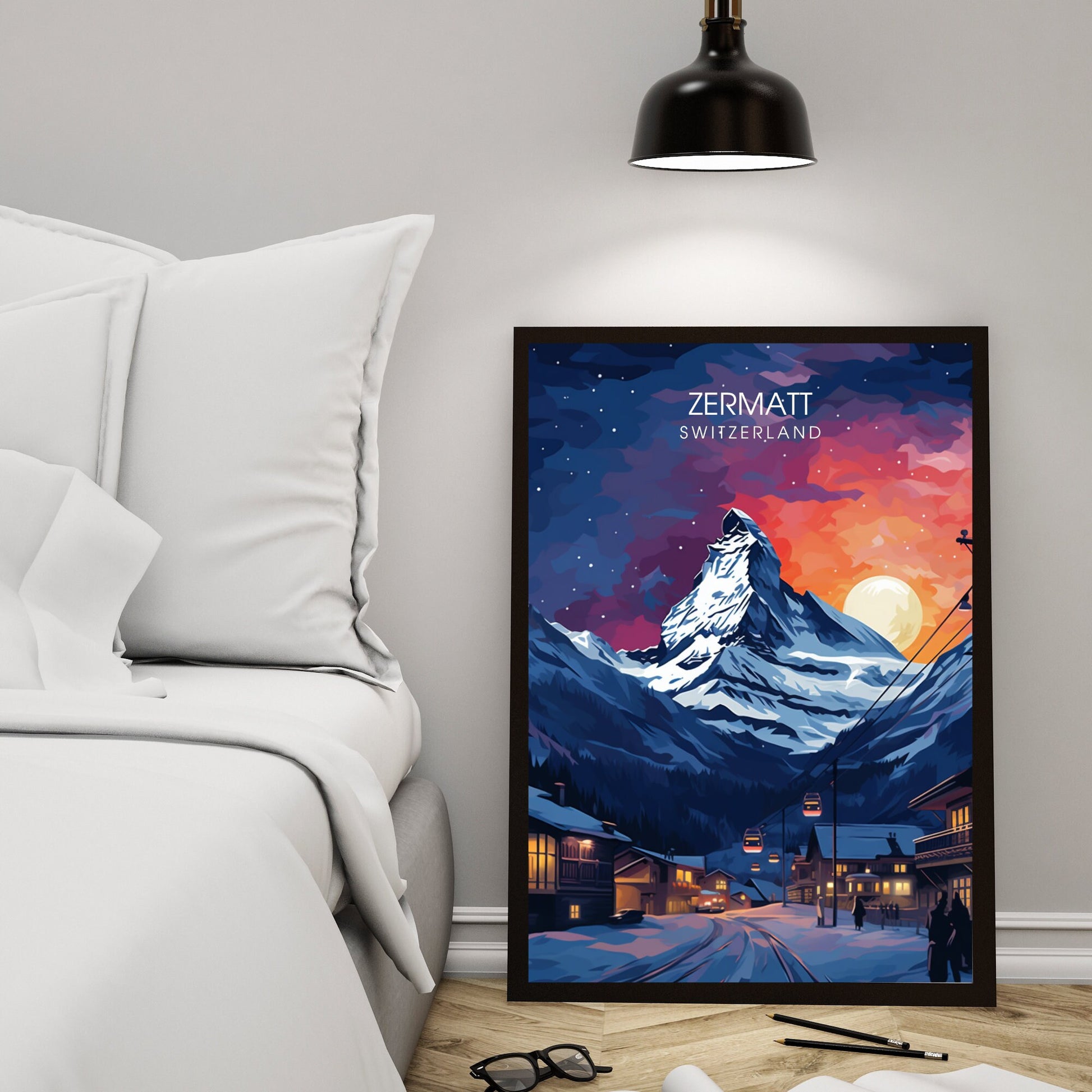 Affiche Zermatt, Suisse | impression Zermatt | affiche Zermatt nuit