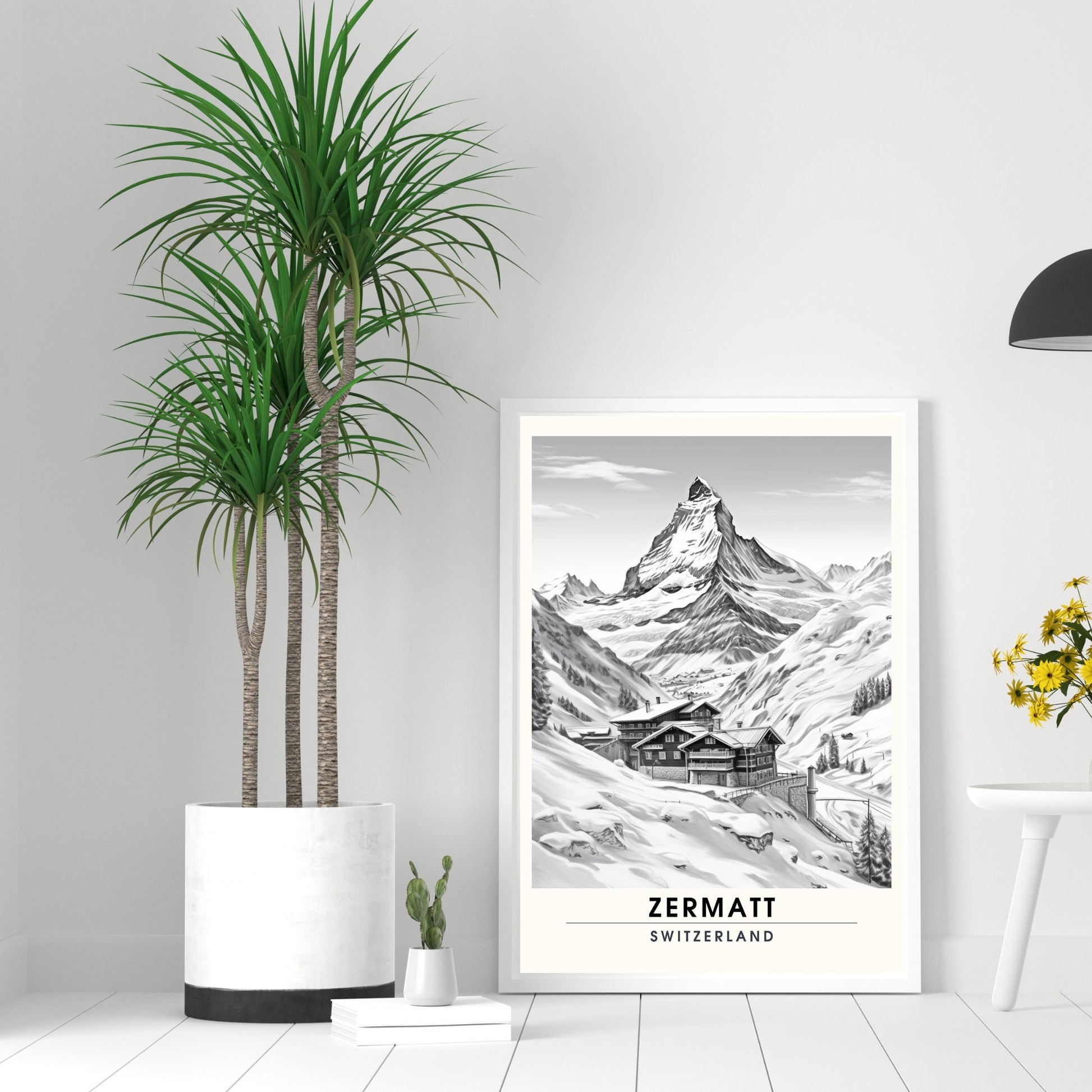 Affiche Zermatt, Suisse | impression Zermatt | affiche noir et blanc