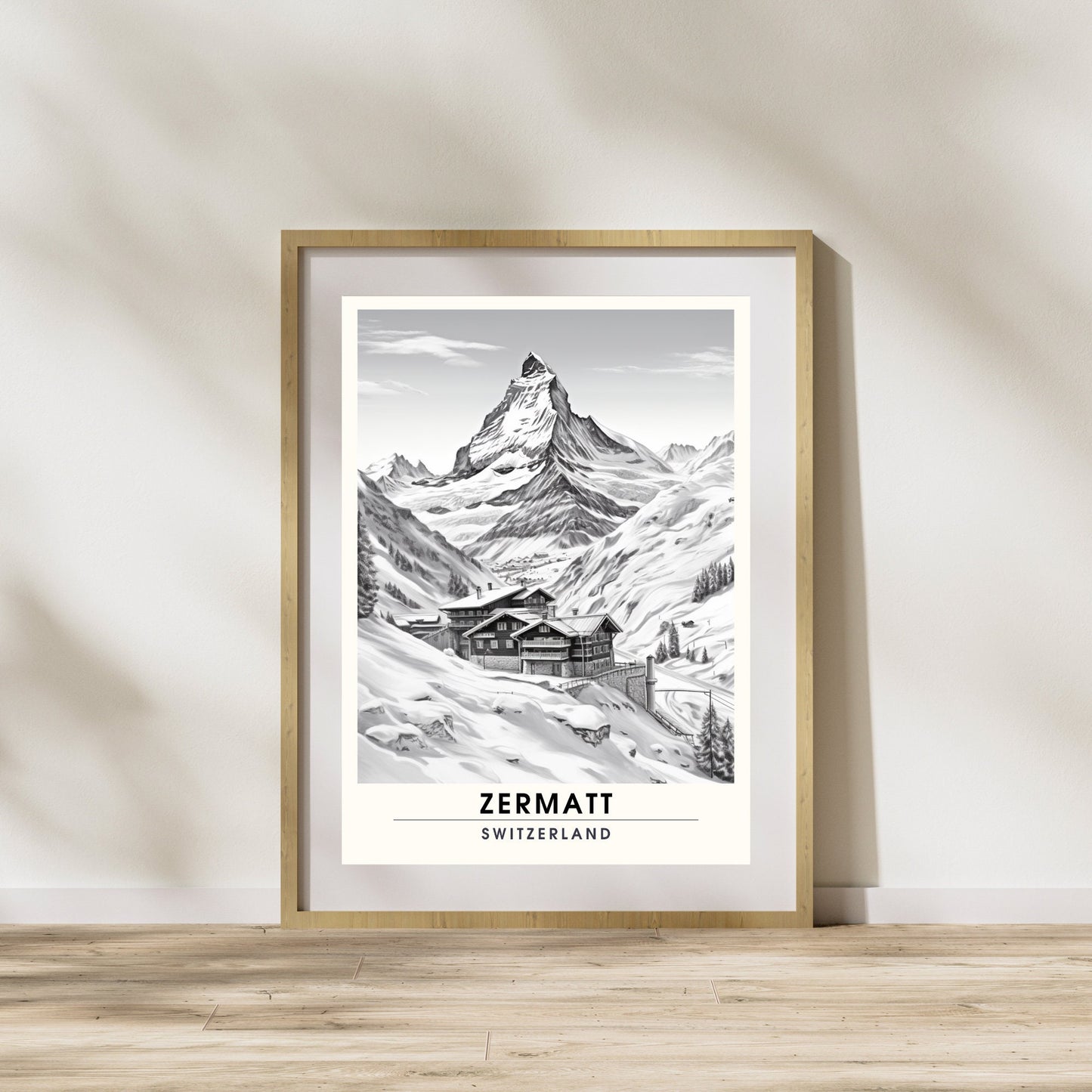 Affiche Zermatt, Suisse | impression Zermatt | affiche noir et blanc