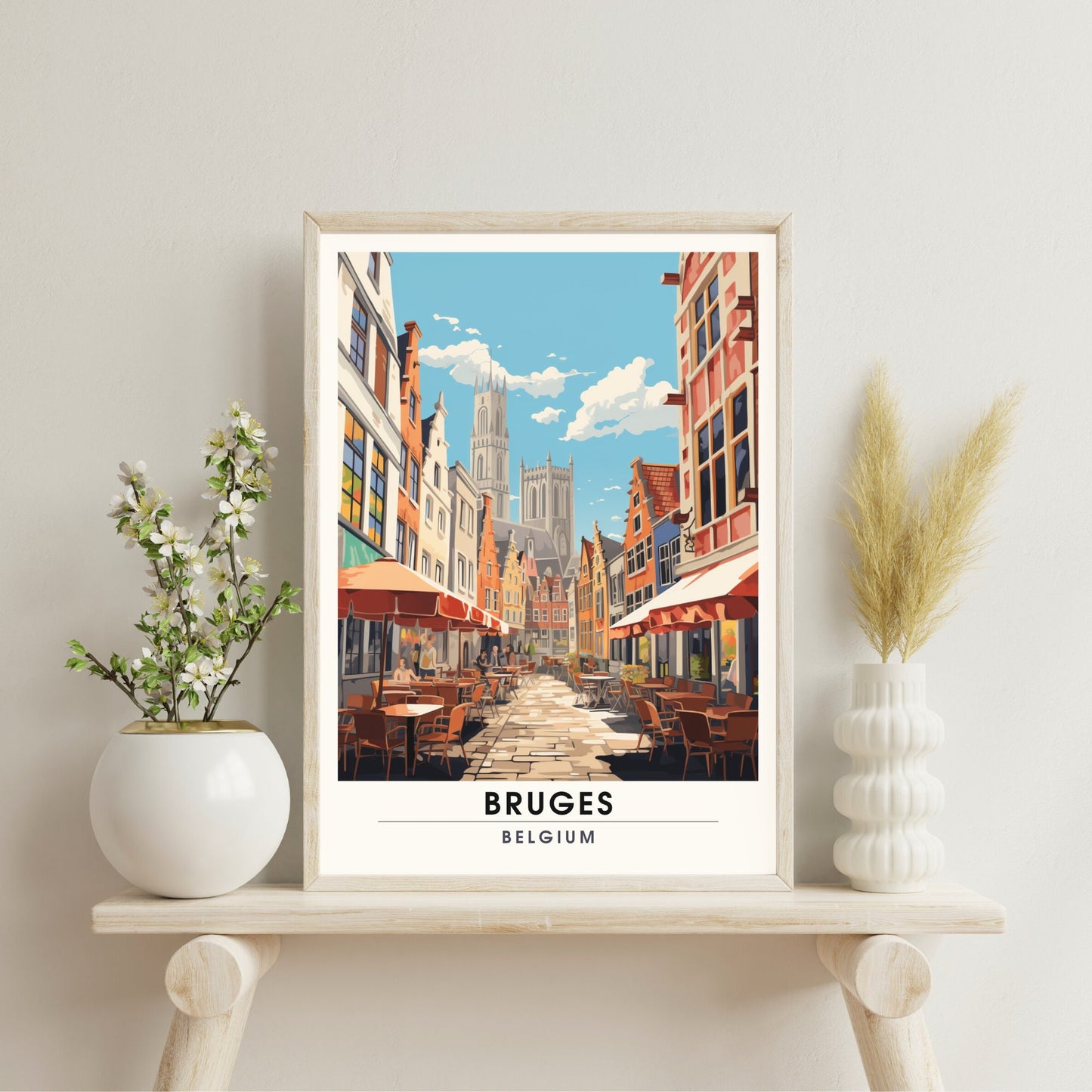 Affiche Bruges- Impression de voyage Bruges - Impression Bruges - Collection Souvenirs Belgique